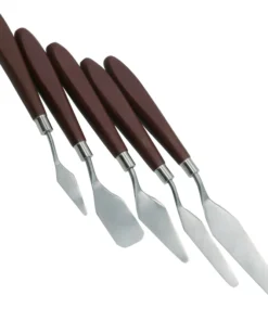 5Pcs Stainless Steel Palette Scraper Set Knives For Artist Oil Painting Tools Painting Knife Blade Wooden 4