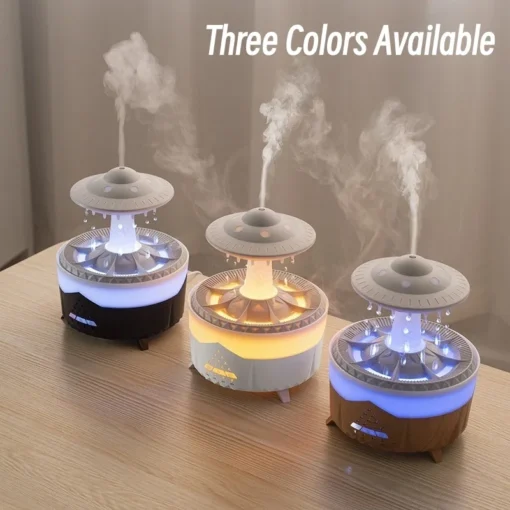 UFO Raindrop Ultrasonic Aroma Diffuser & Humidifier with Remote Control, 350ml, LED Night Light, Timing Function - Image 6