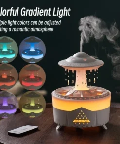 Alternative view of UFO Raindrop Ultrasonic Aroma Diffuser & Humidifier with Remote Control, 350ml, LED Night Light, Timing Function