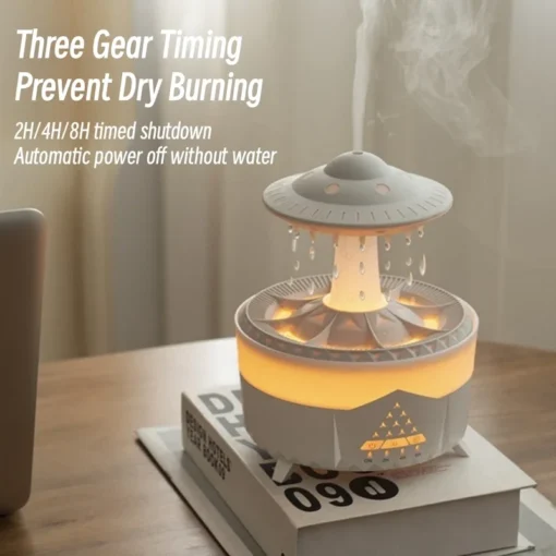 UFO Raindrop Ultrasonic Aroma Diffuser & Humidifier with Remote Control, 350ml, LED Night Light, Timing Function - Image 4